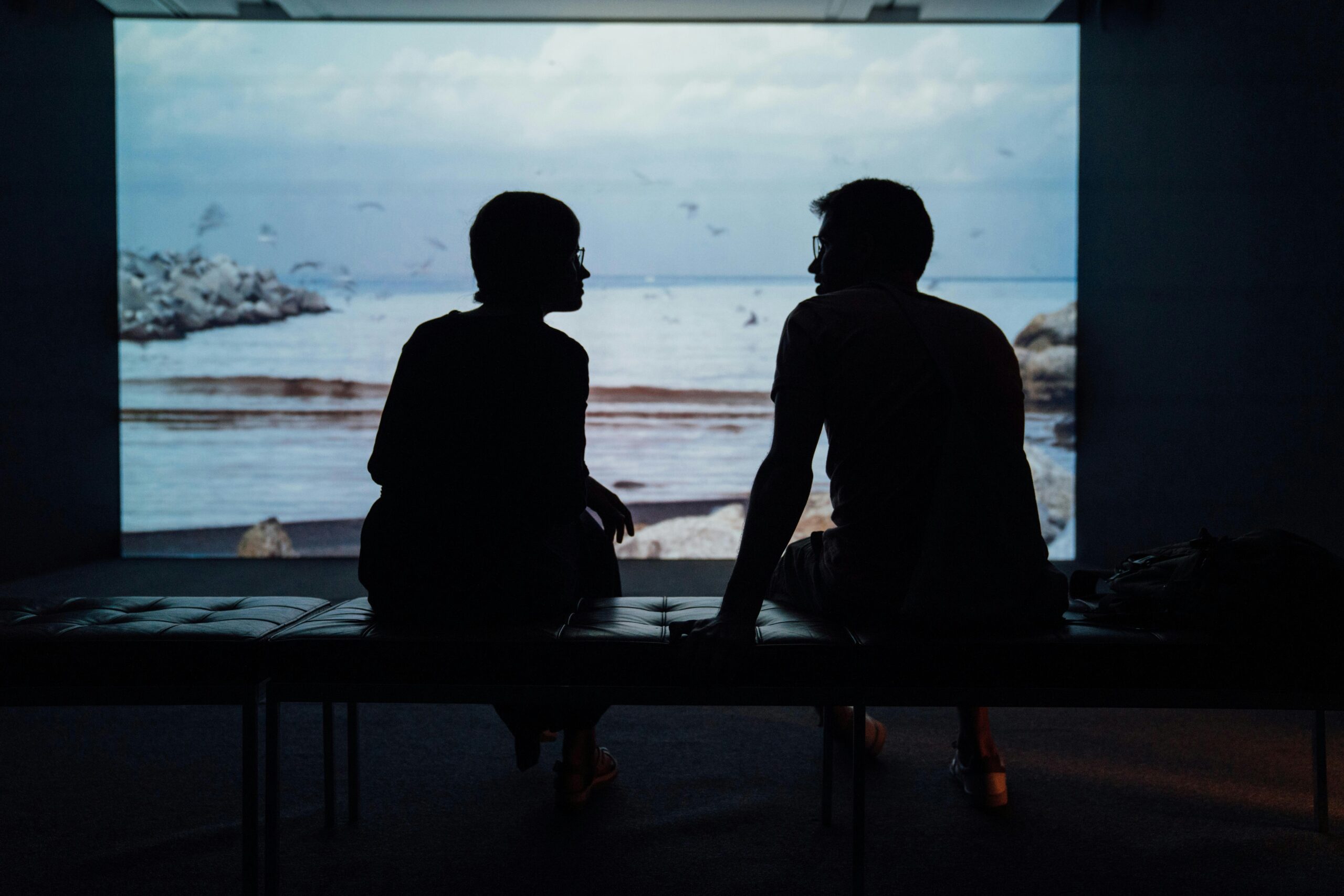 Two people talking